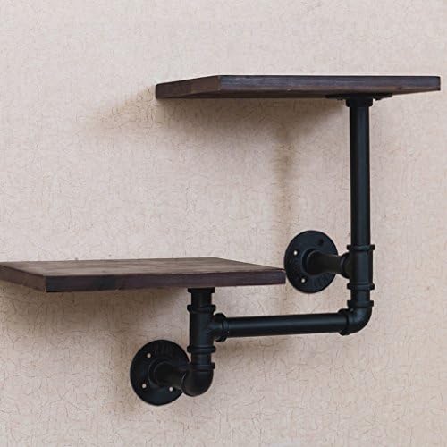 Retro Solid Wood Shelf, Iron Art Wall Bookshelves, TV Background Wall Decorative Shelf, Simple Creative Water Pipes Wall Rack