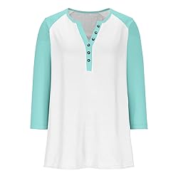 Henley Shirts for Women Y2K Contrast Color Block