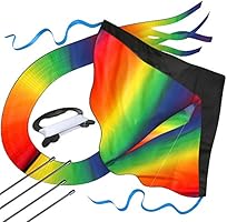 Huge Rainbow Kite For Kids - One Of The Best Selling Toys For Outdoor Games and Activities - Good Plan For Memorable Summer Fun - This Magic Kit Comes w/ 100% Satisfaction
