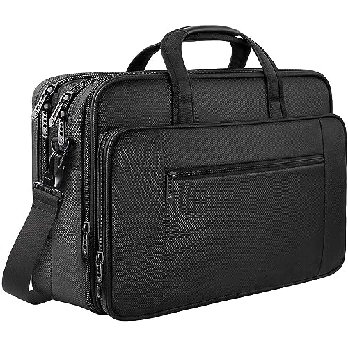 17 Inch Laptop Bag, Large Work Briefcase for Men Women Waterproof Shoulder Bag Shoulder Bag, Expandable Multifunction Computer Bag for Laptop Tablet Notebook, Black