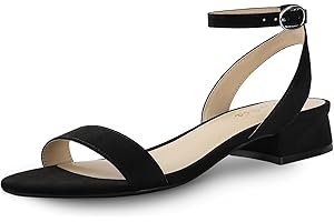 Ankis Black Nude White Red Women Sandals Comfortable Walking Strappy Open Toe Sandals for Women Dressy Summer 1 Inch Low block Heel Flat Adjustable Ankle Strap Wide Available Shoes 2024