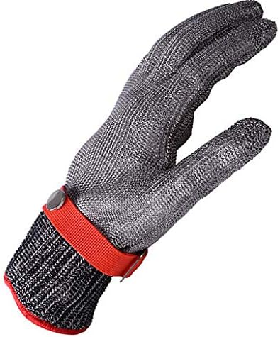 Haludock 5 grade stainless steel wire cut-proof stab-resistant gloves blue edge blue buckle blue edge red buckle