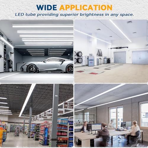 JESLED 8FT LED Shop Light, 100W 15000LM 6500K Cool White, High Output, V Shape, T8 Linkable 8 Foot Tube Lights for Garage, Warehouse, Plug and Play, Clear Cover, 10 Pack