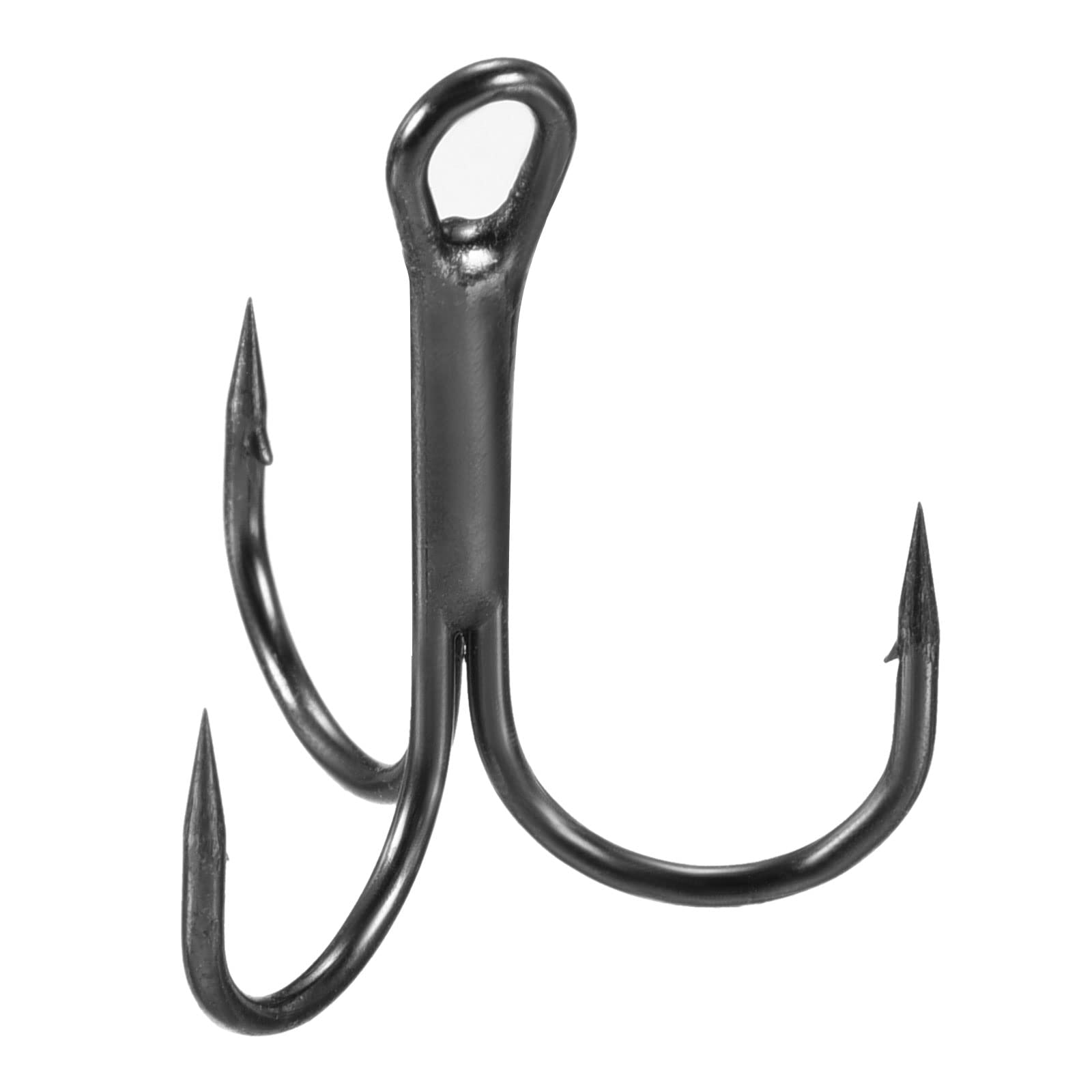 PATIKIL 2# Treble Fish Hooks, 50 Pack 1.02" L Carbon Steel Sharp Round Bend Hook Triple Barbed Hook for Freshwater Saltwater, Black