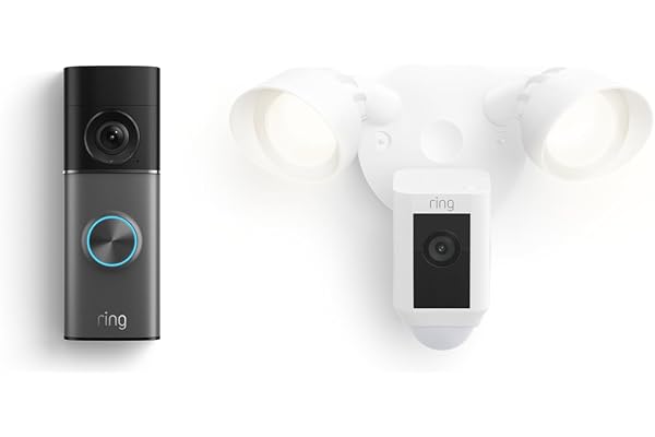 Ring Wired Doorbell Pro (3rd Gen) (newest model), Deep Silver with Floodlight Cam Plus (1st Gen), White
