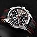 Voeons Men’s Chronograph Watches, Black Red Leather Analog Quartz Sport Casual Wrist Watch for Men
