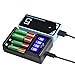 AA Battery Charger AAA Battery Charger 4 Bay, Pickle Power Ni-MH AA & AAA Charger with USB Port 5V for Rechargeable Batteries, Featured Smart LCD Display Auto-Detect Function, Over-Charge Protection