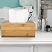 Decorative Beige Bamboo Facial Tissue Cover/Refillable Wooden Kitchen Napkin Holder & Dispenser