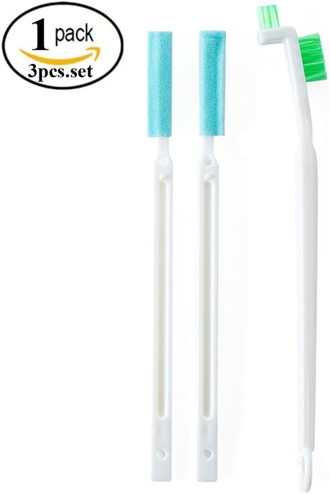 Handheld Baby Water Bottle Cap Cleaner Small Groove Gap Cleaning Brush Washing Tool with Handle 3 pieces Set for cup, kitchen sink,grill,bathroom tub,Value Kit (1 Pack)