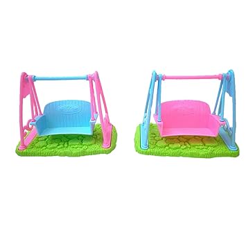 Leoie Kids Girls House Play Toy Simulate Cartoon Swing for Doll Random Color