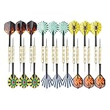 Viare 18 Pcs 6 Styles Stainless Steel Needle Tip Darts,with PVC Shafts and Brass Barrels,18 Grams