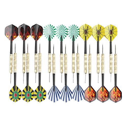 Viare 18 Pcs 6 Styles Stainless Steel Needle Tip Darts,with PVC Shafts and Brass Barrels,18 Grams