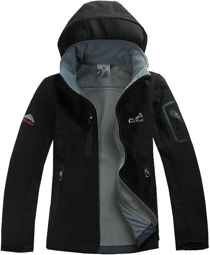 BOSOZOKU Women's Softshell Fleece Lining Jacket Windbreaker Hooded Coat