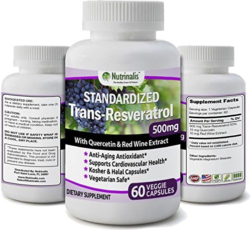 Trans Resveratrol Supplement Capsules By Nutrinalis With Quercetin & Red Wine Extract, Anti-Aging Formula, Supports Cardiovascular Health, Kosher & Halal Capsules Vegetarian Safe MADE IN THE USA
