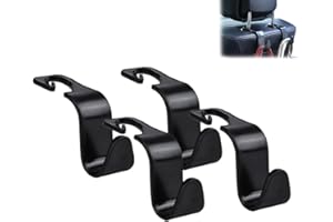 Biyrly Car Seat Headrest Hook,4 Pack Auto Seat Hook Hangers Storage Organize,Grocery Bags Handbag (4Pack Black-P)