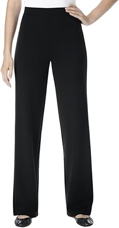 Women's Plus Size Tall Pants In Stretchy Ponte Knit Black, 24 T at Amazon Womenâs Clothing store