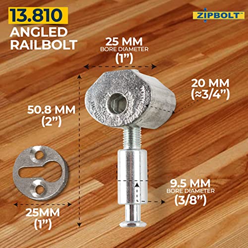 Zipbolt Handrail to Newel Post Connector — 13.810 Slipfix Railbolt