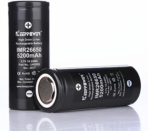 2 Pcs KeepPower IMR 26650 battery 5200mAh Max 30A discharge 3.7v lithium battery