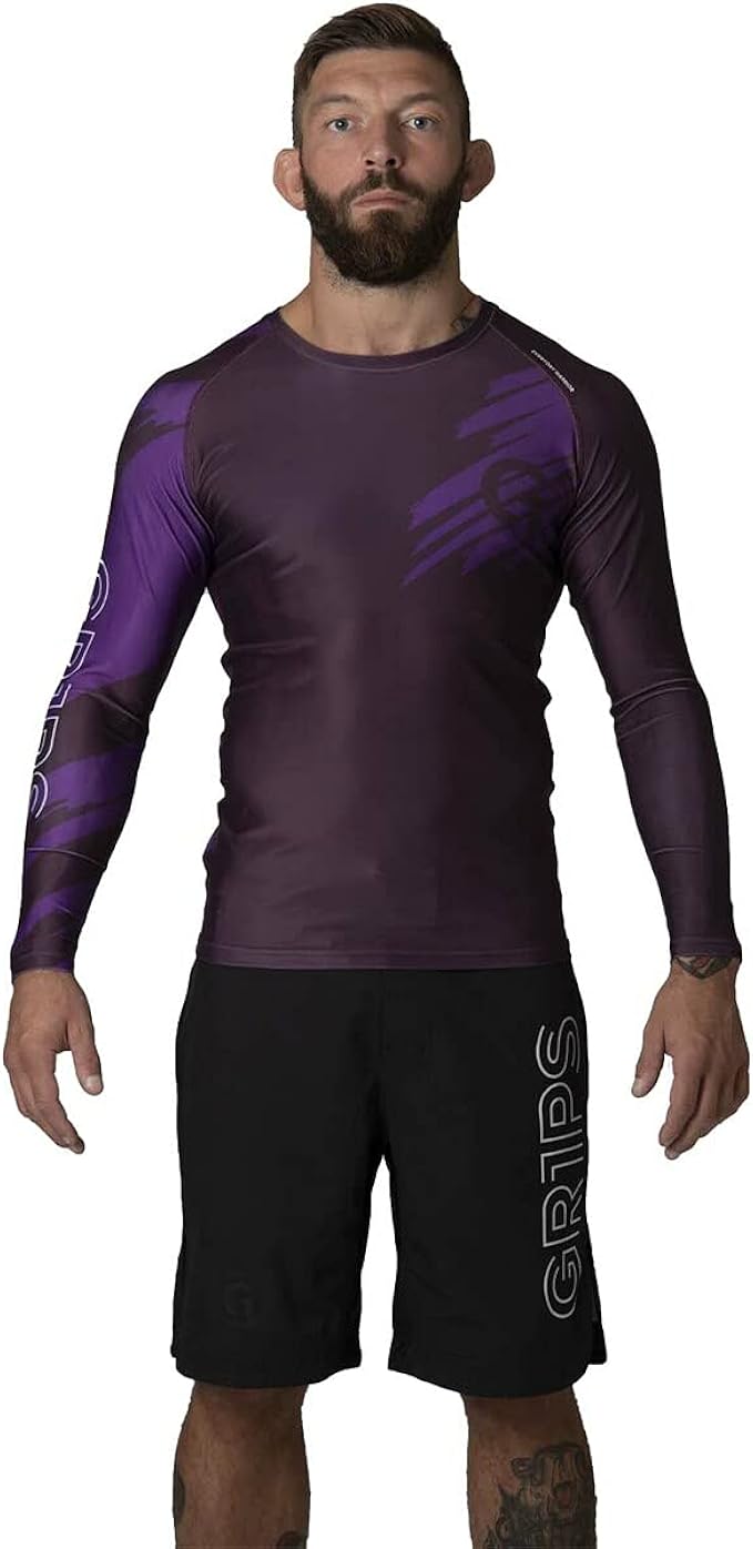Gr1ps Essential JiuJitsu Ranked Rash Guard Purple Amazon.co.uk Clothing