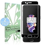 [2 Pack] Oneplus 5 Screen Protector, Rockxdays Tempered Glass Screen Protector [Easy Installation] [Bubble Free] Full Coverage Ultra Clear Film Edge to Edge Protection Shield [black] for Oneplus 5
