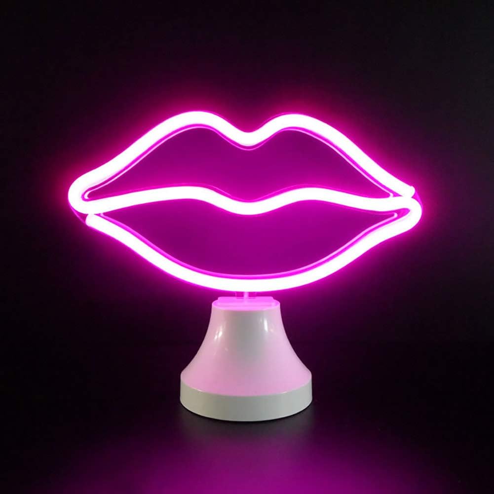 YLucy Neon Lights Neon Signs with Base,Battery or USB Operated Table LED Night Lights for Girls Bedroom,Living Room