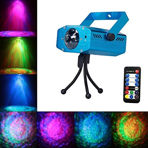 YMXING Water Ripples Laser Projector Water Wave LED Stage Lights Sound Activated Ocean Wave DJ Disco Laser Light 7 Color with Remote Control for Xmas KTV Party Karaoke Club Bar Wedding Blue
