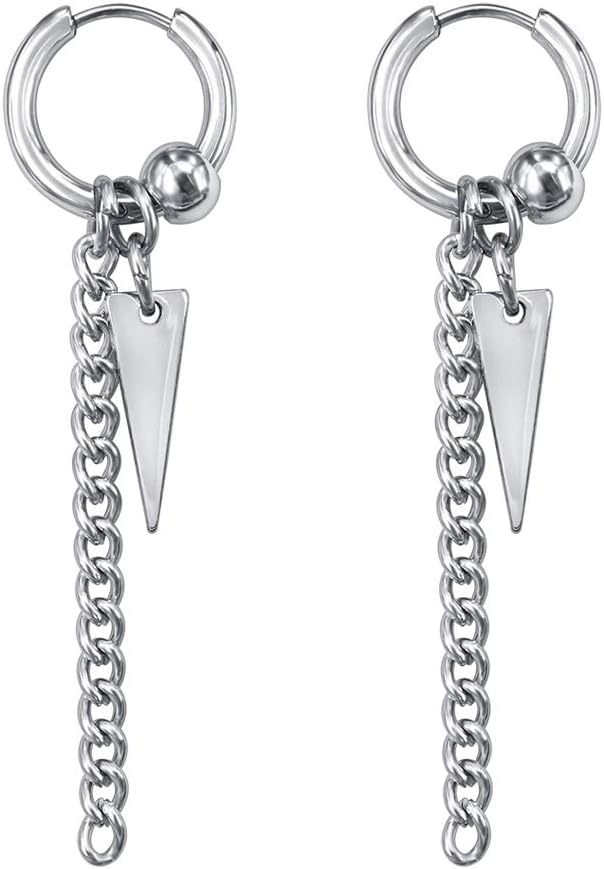 Korea Style Stainless Steel Hoop Earrings Circle Tassel Drop Dangle Earring Feather Cross Earrings for Women Men