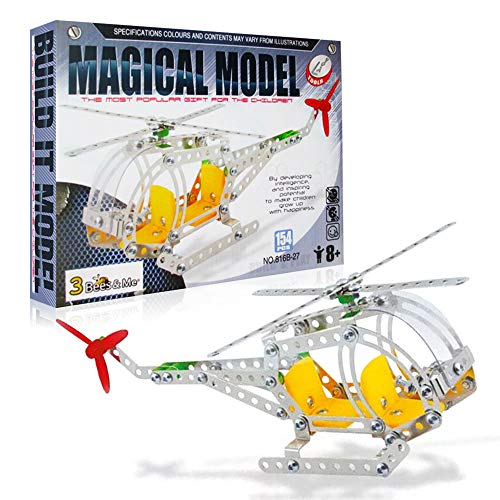 3 Bees & Me STEM Helicopter Building Toy Kit - Educational Construction Model Kit for Boys and Girls Age 8 9 10 11 Years Old - Kids Age 6 and 7 Can Do with Help - Unique and Fun Gift