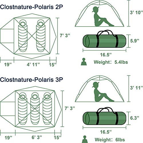 Clostnature Lightweight 2Person Backpacking Tent 3 Season Ultralight