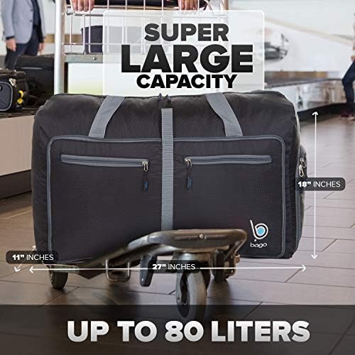 Bago 80L Duffle Bag for Women & Men - 27" Travel Bag Large Foldable Duffel bag 2 Bago 80L Duffle Bag for Women & Men - 27" Travel Bag Large Foldable Duffel bag