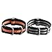 Watch Band NATO Straps 2Pcs Replacement Heavy Duty Nylon Straps with Stainless Steel Buckle (20, Black/Gray,Black/Orange)