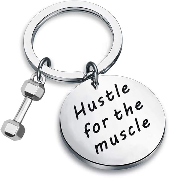 POTIY Fitness Keychain Hustle for The Muscle Sport Keychain Gym