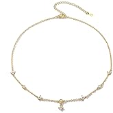 BG&WLing Four Leaf Clover Choker Necklace for Women 18K Gold Plated Floral Pendent Necklaces with CZ Crystal Dainty Jewelry Gift With Box