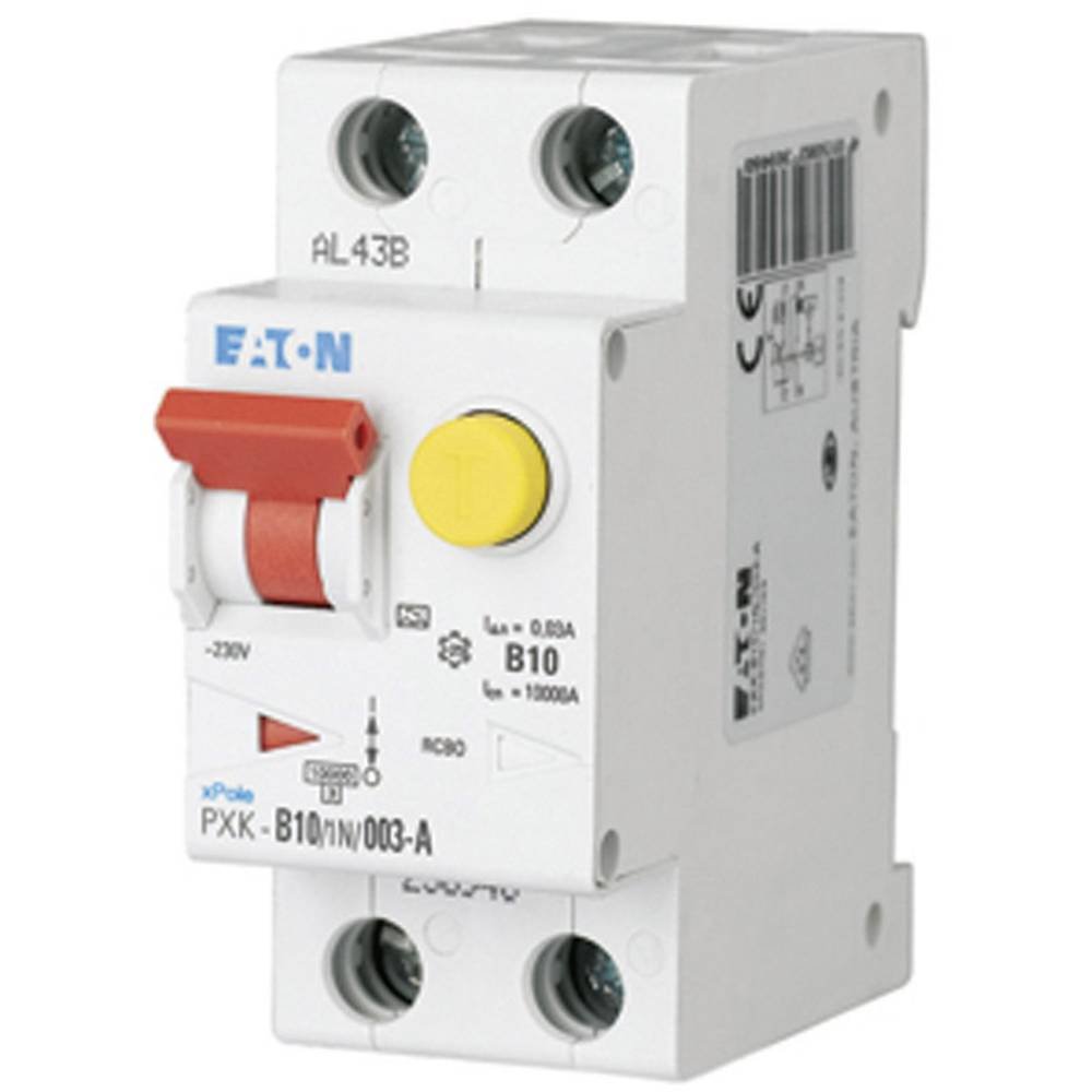 Eaton 236946 RCD/MCB Combination Switch, 10 A, 30 mA, MCB Trip Characteristic: B, 1P+N, RCD Trip Characteristic: A