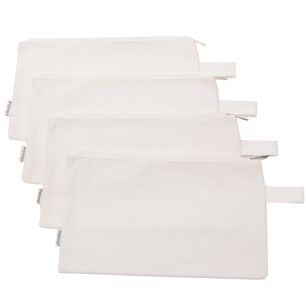 Augbunny 100% Cotton 16oz Heavy Duty Multi-Purpose Canvas Zipper Tool Bag Organize Storage Pouch 4-Pack