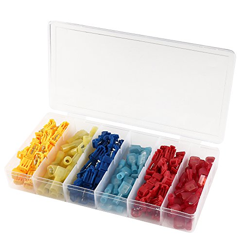 Wrightus 120pcs Quick Wire Splice Connector T-Tap Electrical Connectors – Quick Wire Splice Taps and Insulated Male Quick Disconnect Terminals With Case