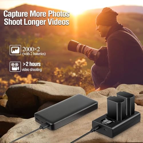 ENEGON NP-FZ100 Batería 2280mAh y Smart LED Cargador Dual USB Compatible con Sony ZV-E10 II A7 III A7 IV A7C II A7C A7R IV A7R V A7R III A6700 A6600 FX3 FX30 A9 A9S ZV-E1 Cámara