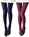 Vero Monte 2 Pairs Women's Modal & Cotton Opaque Knitted Patterned Tights (Wine & Navy) 40861