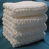 Handmade Crochet Cotton Washcloths Dishcloths (Set of 4) White