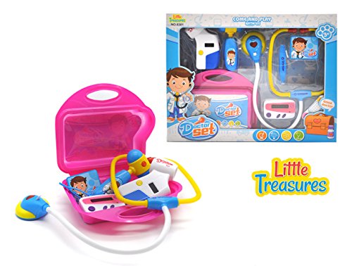 Little Treasures 8-Piece Dr Pretend Play Doctor Medical play Set toy with Storage Case for Ages 3 and Up