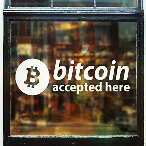 Vinyl Status Bitcoin Accepted Here Decal Sticker (Medium (8" x 2.5")