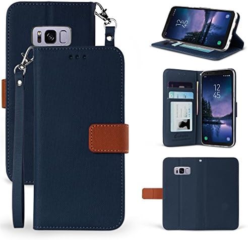 Samsung Galaxy S8 Active Case, PimpCase [Wrist Strap] 2 Tones PU leather wallet case with Magnetic Strap for Samsung Galaxy S8 Active