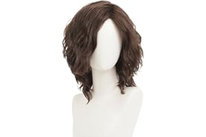 Tseses Mens Short Brown Layered Anime Cosplay Wig Layered Fluffy Heat Resistant Cosplay Costume Hair Male Costume Wig