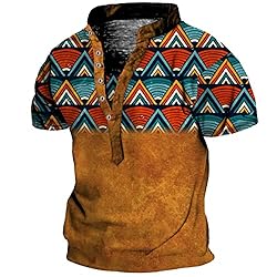 Mens Hide Belly Crew Neck Tops Bohemia Button Down