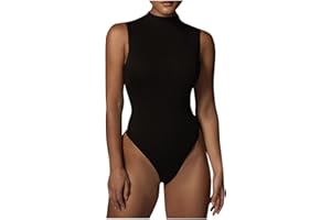 anuyalue Bodysuit Romper for Womens Tummy Control Ribbed Jumpsuits Sleeveless Seamless Bodycon Rompers One Piece Shapewear