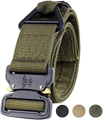Faylife Tactical Belt Heavy Duty Waist Riggers Belt Adjustable Military Style Nylon Belts with Metal Buckle Molle System(Green)