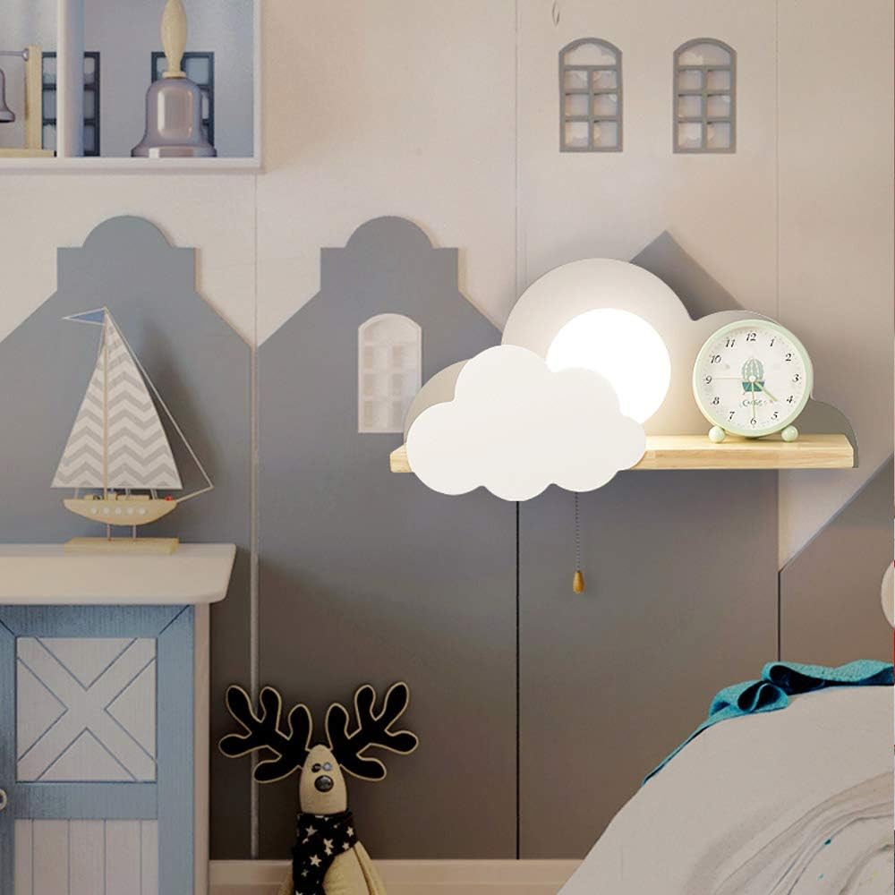 Anclk Kinderzimmer Wandleuchte Holz Mit Schalter Glas Lampenschirm