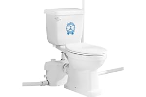 SANIMOVE 500watt Upflush Macerating Toilet with Pump for Basement, Toilet with Pump, 4 Water Inlets for Kitchen Sink Bathroom, Two Piece Toilet Kit, 25FT Vertically Pumping