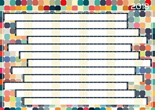 A1 Wall planner / Year planner 2018 - Retro Squares