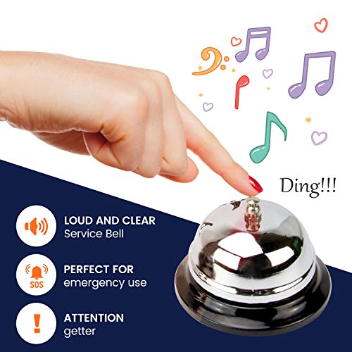 image for FMP Brands [4 Pack] Call Bells 3.38 Inch - Silver Desk Bell, Stainless